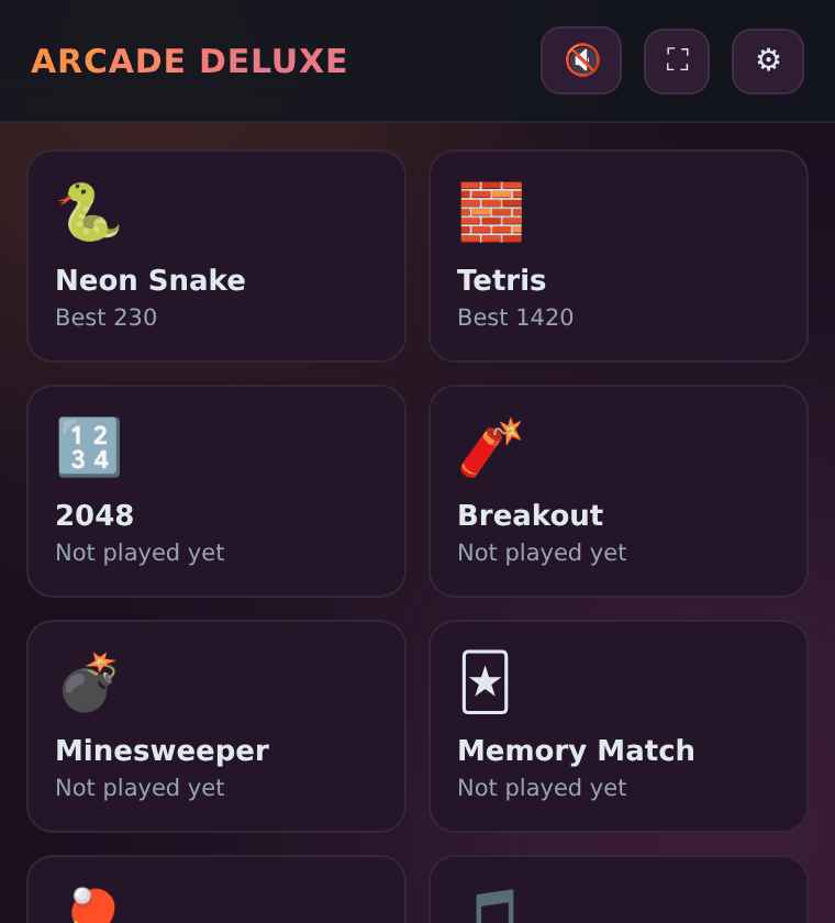 Arcade Deluxe — Mini Games Pack screenshot